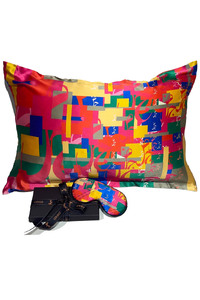 Color Block Logo Collage III Silk Pillow Case & Eye Mask Set