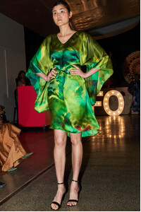 Silk Kimono Dress Green Forest - Middi