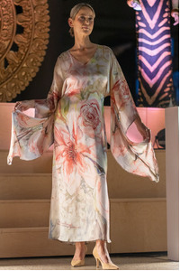 Lost Flowers Silk Kimono Dress Floor Length