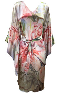 Lost Flowers Silk Kimono Dress Middi