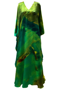 Forest Green Maxi Silk Satin Kaftan