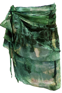 Coral Green (Mossy Cave) Silk / Cotton Wrap Skirt 2023