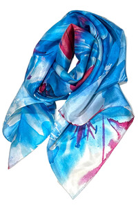 Blue Lilies Silk Scarf