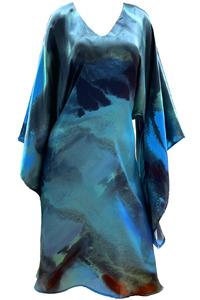 Silk Kimono Dress Porceline Blue - Middi