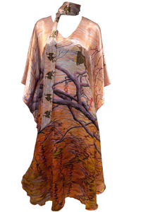 Sunset After The Storm Silk Satin Maxi Kaftan