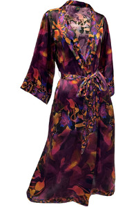 Silk Robe Jacket Floral Purple