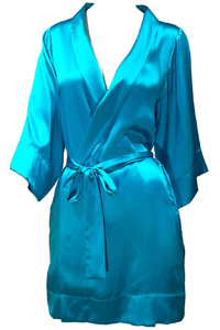 Silk Robe Jacket Turquoise Blue