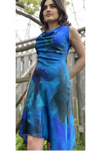 Cowl Neck Blue Fire Dress