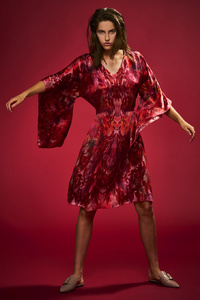 Silk Kimono Dress Red