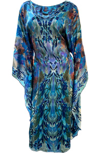 Blue Maxi Silk Kimono Dress