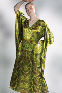 Olive Maxi Silk Kimono Dress