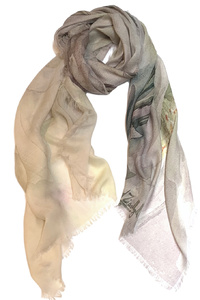 White Lilies Fine Wool Scarf