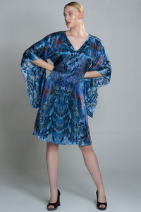 Silk Kimono Dress Blue