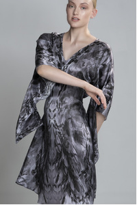 Silk Kimono Dress Silver