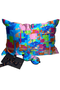 Color Block Logo Collage I Silk Pillow Case & Eye Mask Set