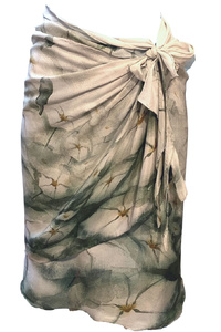 Dream Flowers Silk Crepe Wrap Skirt