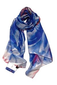 BLUE LILIES SILK SCARF