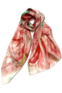 PINK LILIES SILK SCARF