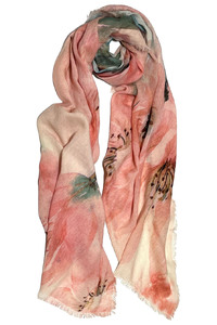 Spring Blossoms Fine Wool Scarf Long